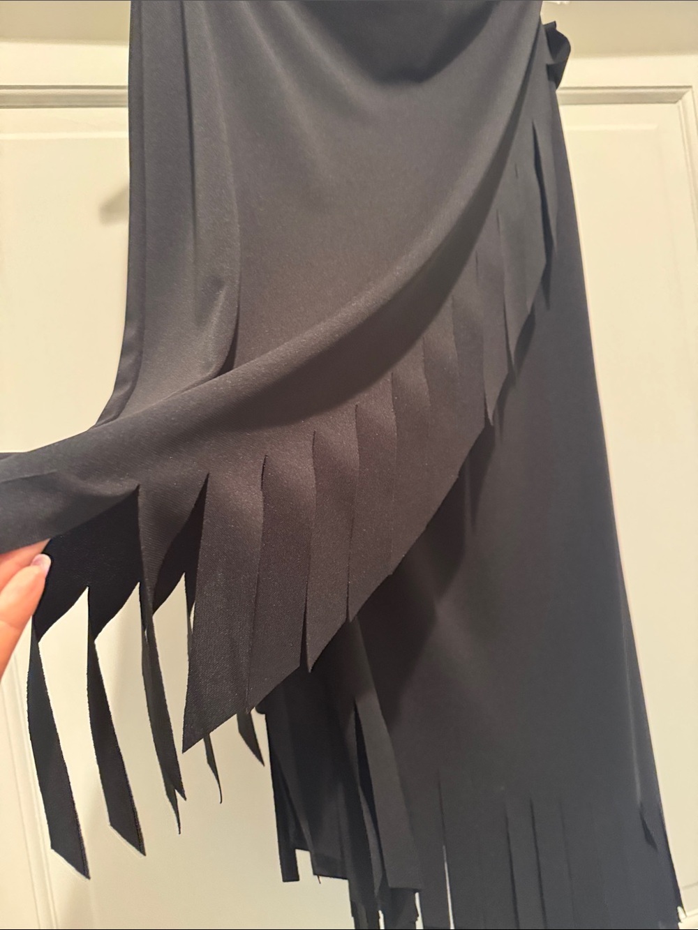 Cachet Black Asymmetrical Wide Fringe Midi Skirt - Picture 3 of 9